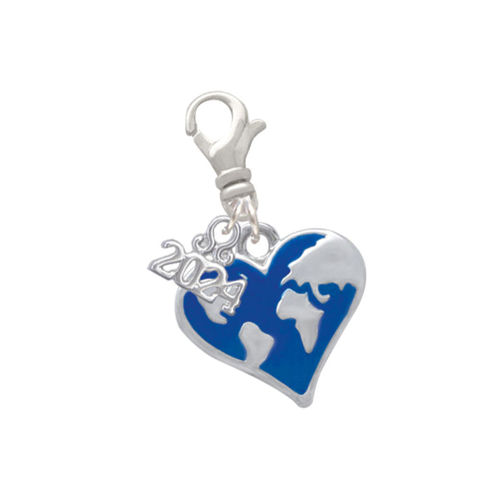 Delight Jewelry Silvertone Enamel Earth Heart Clip on Charm with Year 2024 Image 1