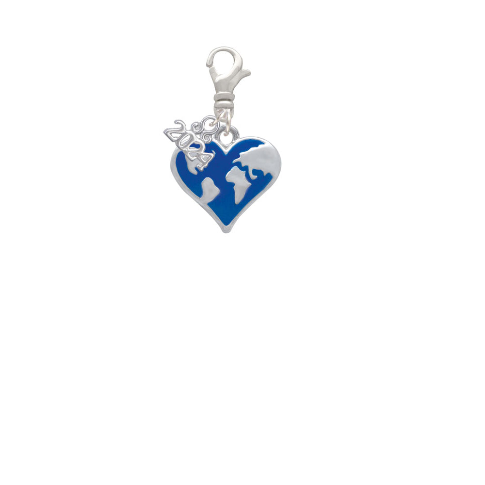 Delight Jewelry Silvertone Enamel Earth Heart Clip on Charm with Year 2024 Image 2