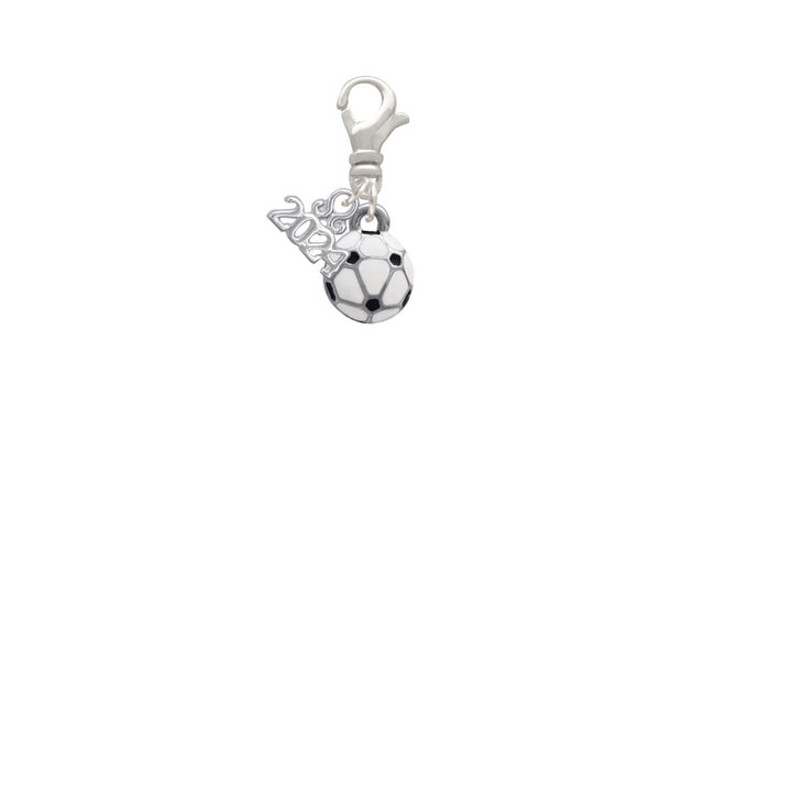 Delight Jewelry Silvertone Mini Enamel Soccer ball - Clip on Charm with Year 2024 Image 2