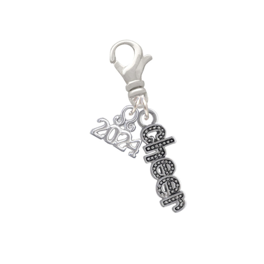 Delight Jewelry Silvertone Beaded Cheer Clip on Charm with Year 2024 Image 1