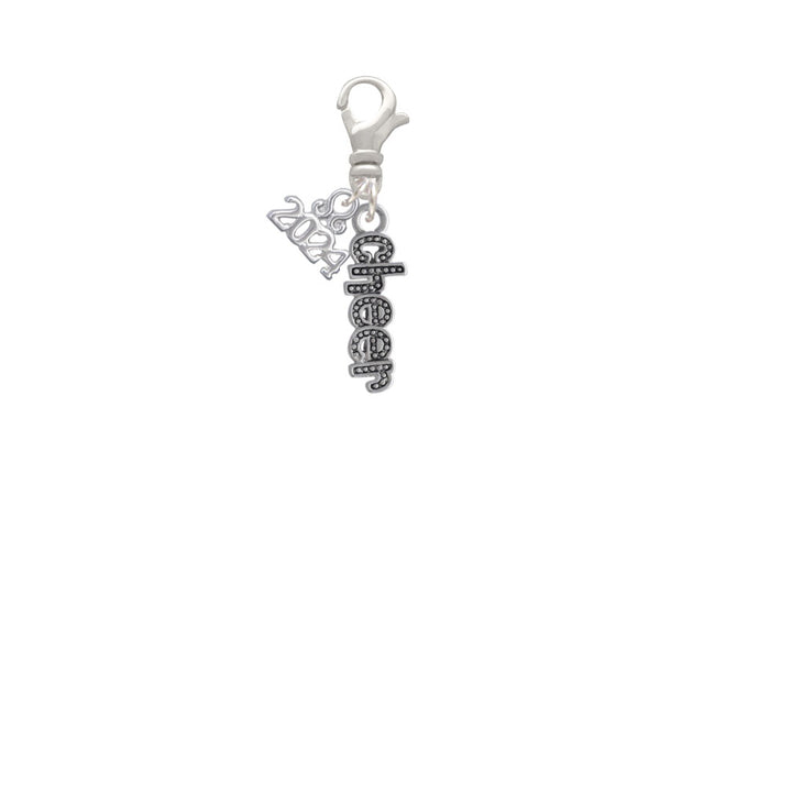 Delight Jewelry Silvertone Beaded Cheer Clip on Charm with Year 2024 Image 2