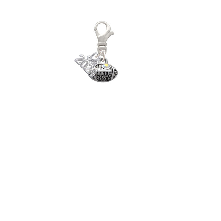 Delight Jewelry Silvertone Mini Football with AB Crystal Clip on Charm with Year 2024 Image 2