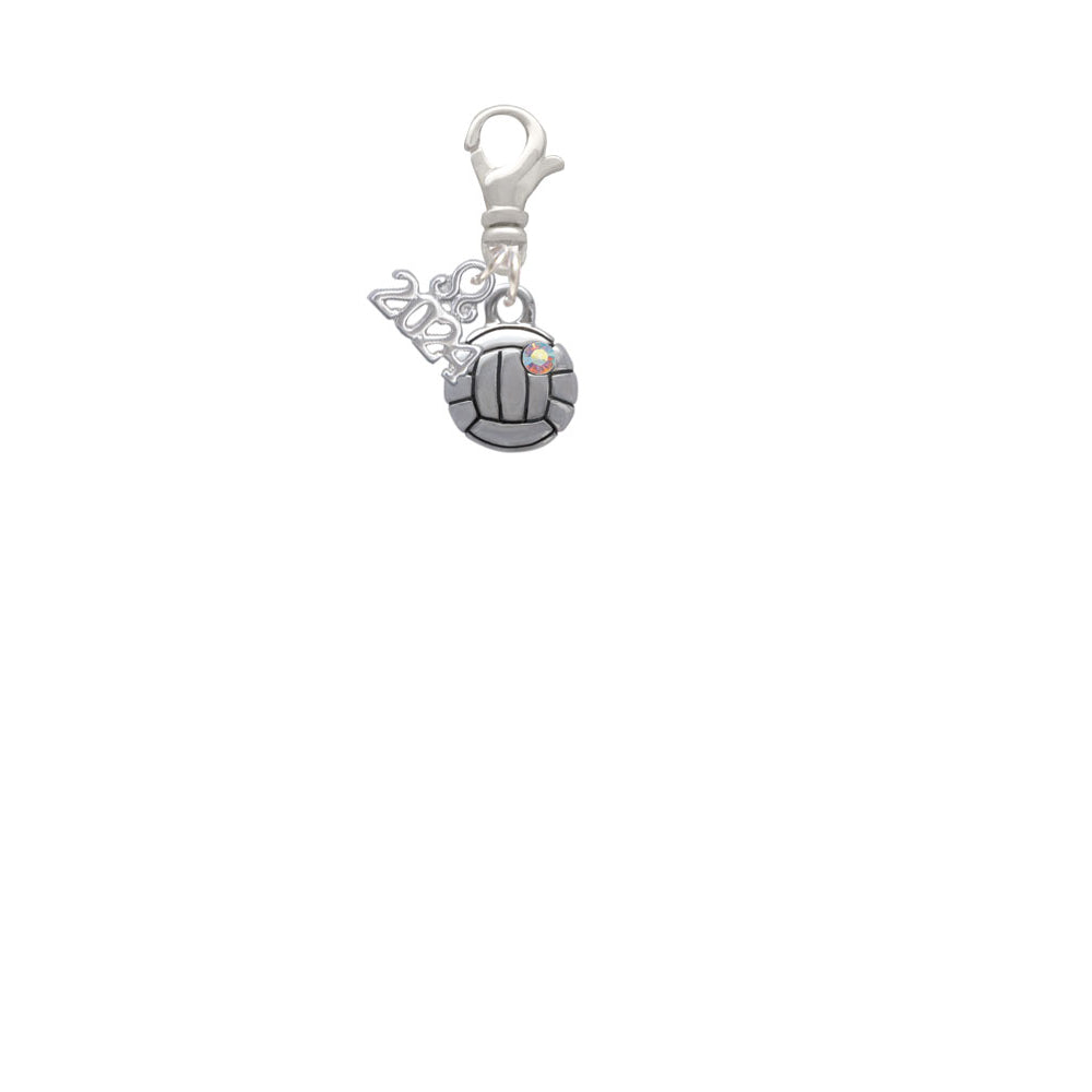 Delight Jewelry Silvertone Mini Volleyball/Water polo Clip on Charm with Year 2024 Image 2