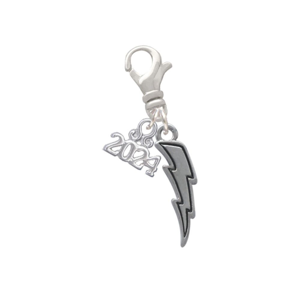 Delight Jewelry Silvertone Lightning Bolt Clip on Charm with Year 2024 Image 1