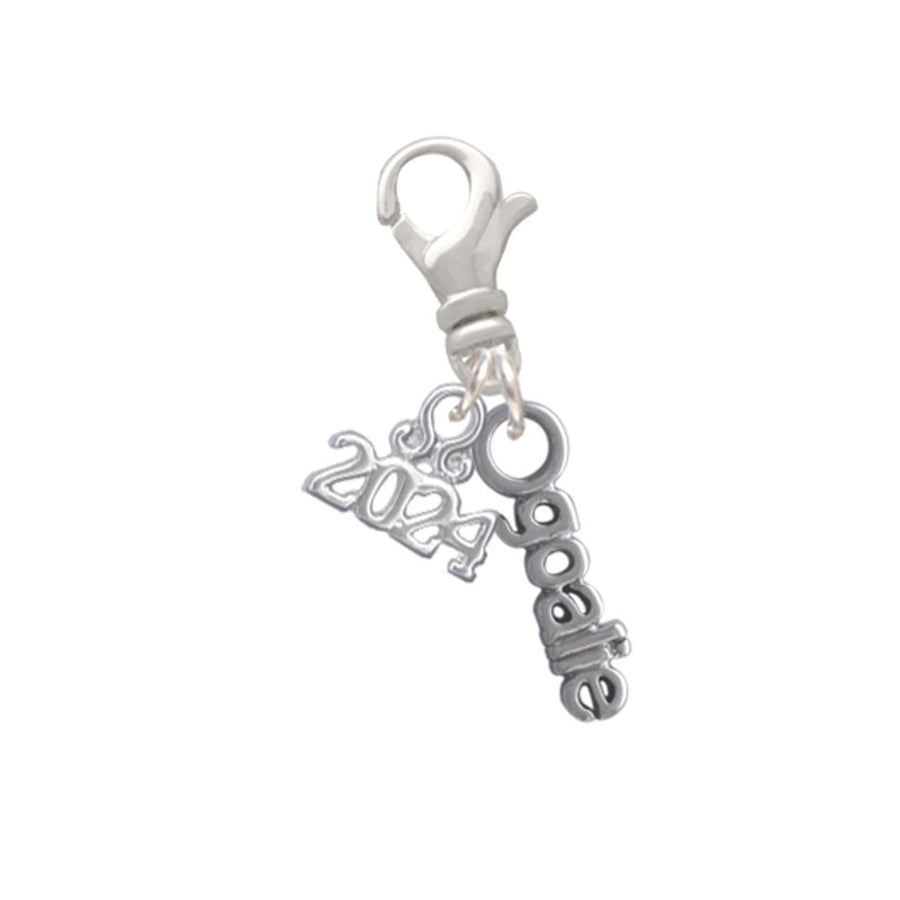 Delight Jewelry Silvertone Goalie Clip on Charm with Year 2024 Image 1