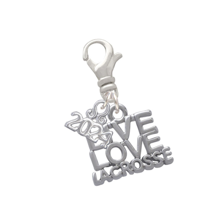 Delight Jewelry Silvertone Live Love Lacrosse Clip on Charm with Year 2024 Image 1