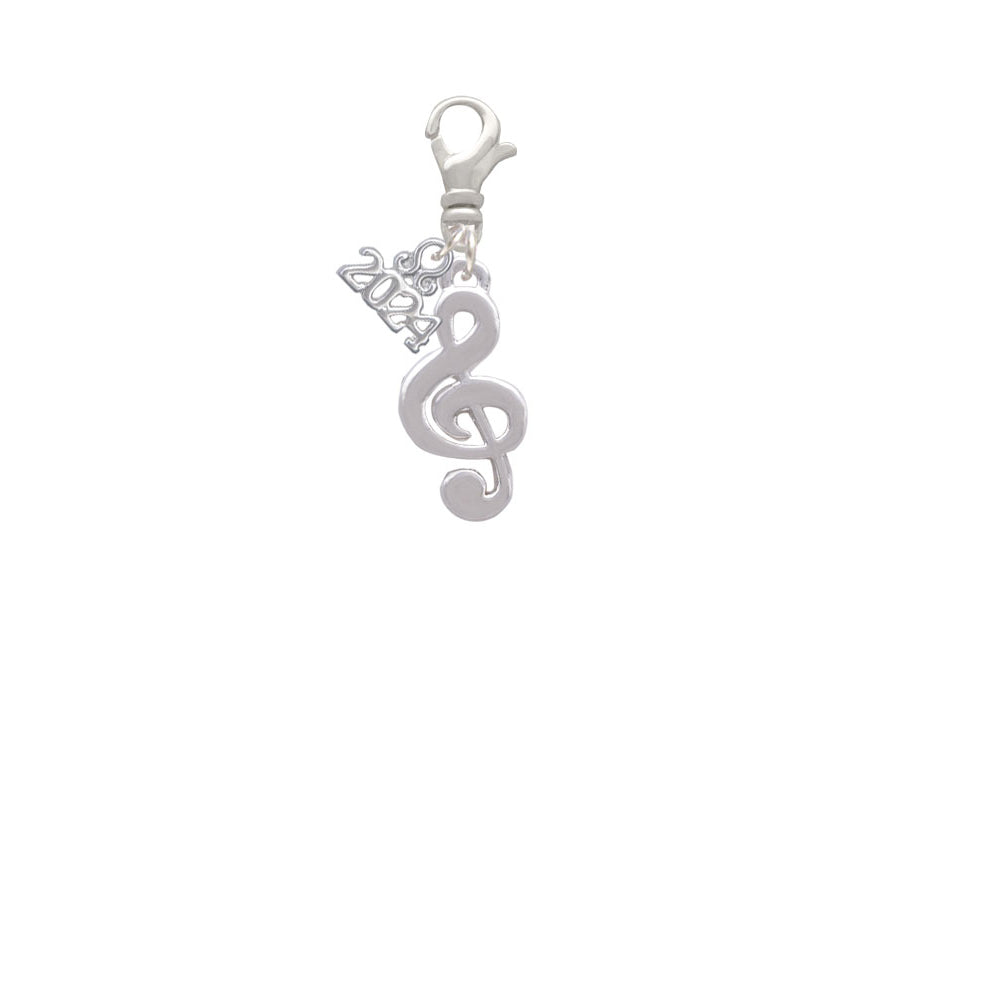 Delight Jewelry Silvertone Rounded Clef Clip on Charm with Year 2024 Image 2
