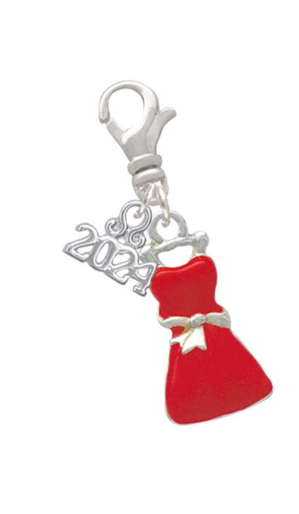 Delight Jewelry Silvertone Red Dress Clip on Charm with Year 2024 Image 1