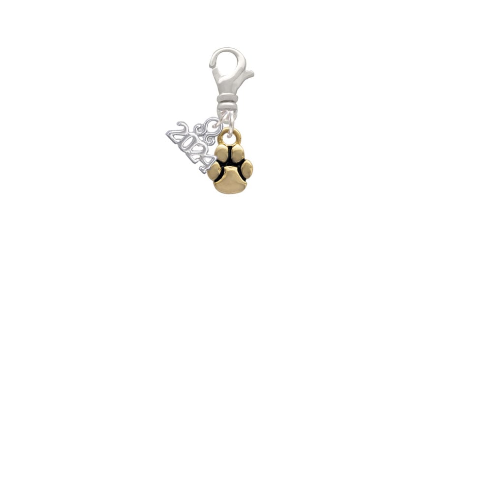 Delight Jewelry Goldtone Mini Rounded Paw Clip on Charm with Year 2024 Image 2