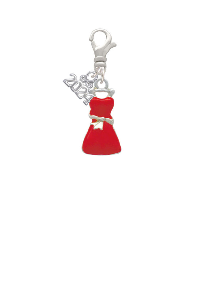 Delight Jewelry Silvertone Red Dress Clip on Charm with Year 2024 Image 2