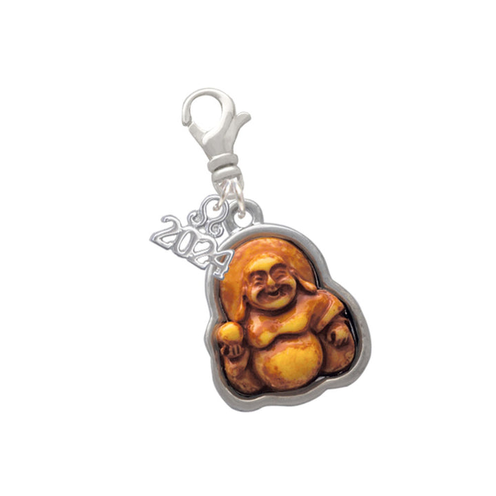 Delight Jewelry Resin Laughing Buddha in Frame Clip on Charm with Year 2024 Image 1