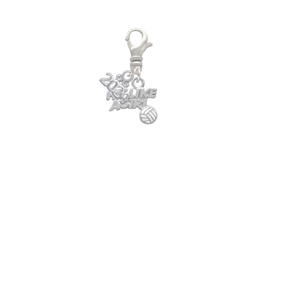Delight Jewelry Silvertone Hit Like a Girl with Enamel Volleyball Clip on Charm with Year 2024 Image 2