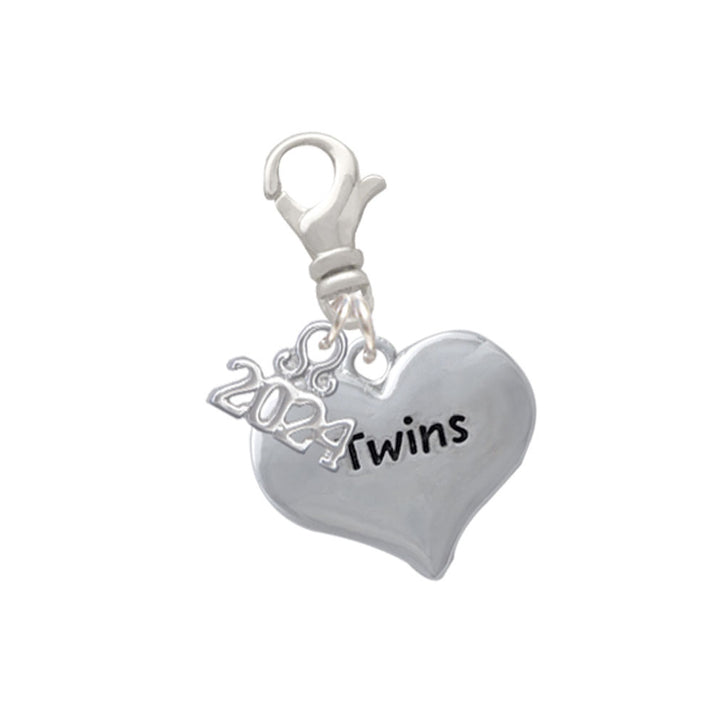 Delight Jewelry Twins Heart with Two Pair of Baby Feet Clip on Charm with Year 2024 Image 1