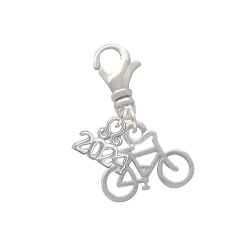 Delight Jewelry Silvertone Small Bicycle Clip on Charm with Year 2024 Image 1