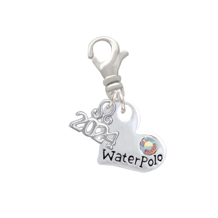 Delight Jewelry Heart with Water Polo and AB Crystal Clip on Charm with Year 2024 Image 1