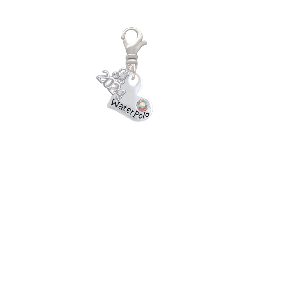 Delight Jewelry Heart with Water Polo and AB Crystal Clip on Charm with Year 2024 Image 2