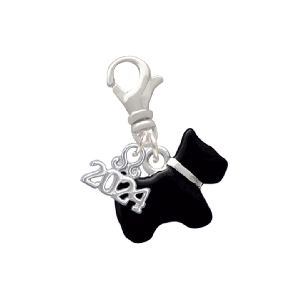 Delight Jewelry Silvertone Black Scottie Dog Clip on Charm with Year 2024 Image 1