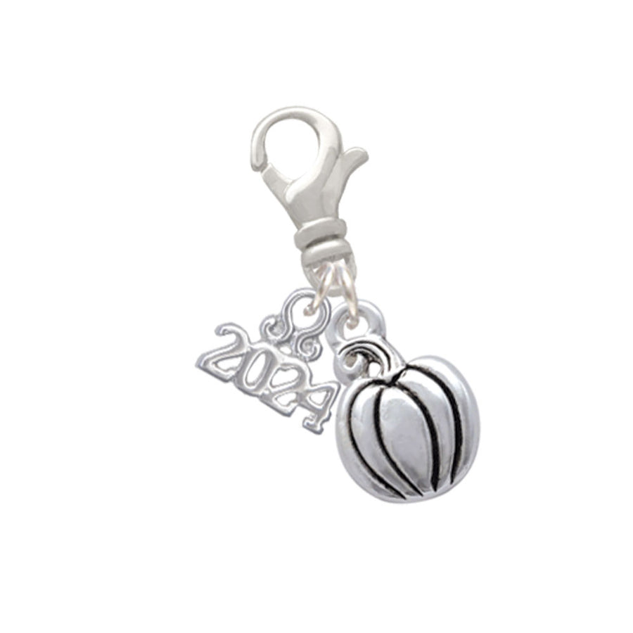 Delight Jewelry Silvertone Small Pumpkin Clip on Charm with Year 2024 Image 1