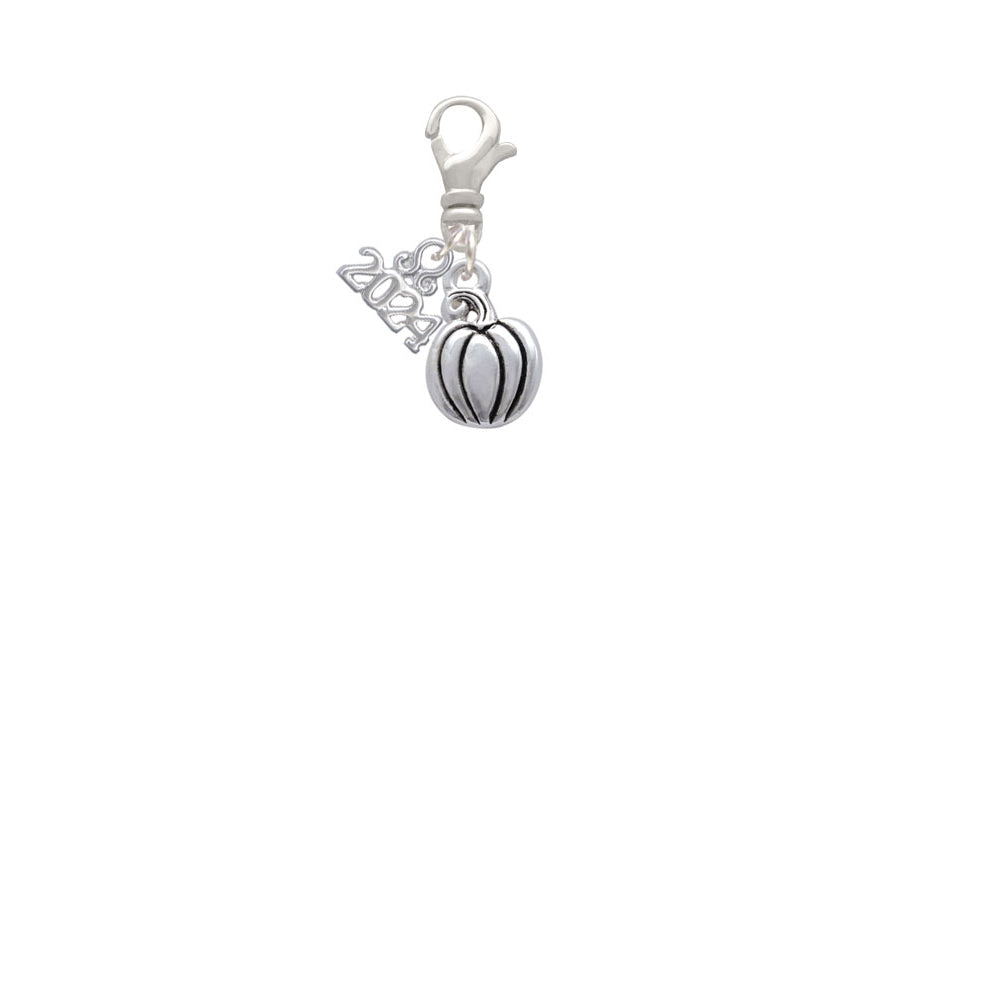 Delight Jewelry Silvertone Small Pumpkin Clip on Charm with Year 2024 Image 2