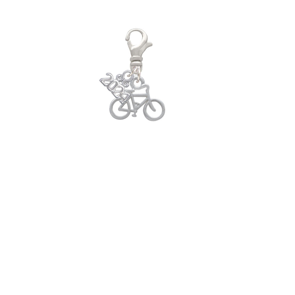 Delight Jewelry Silvertone Small Bicycle Clip on Charm with Year 2024 Image 2