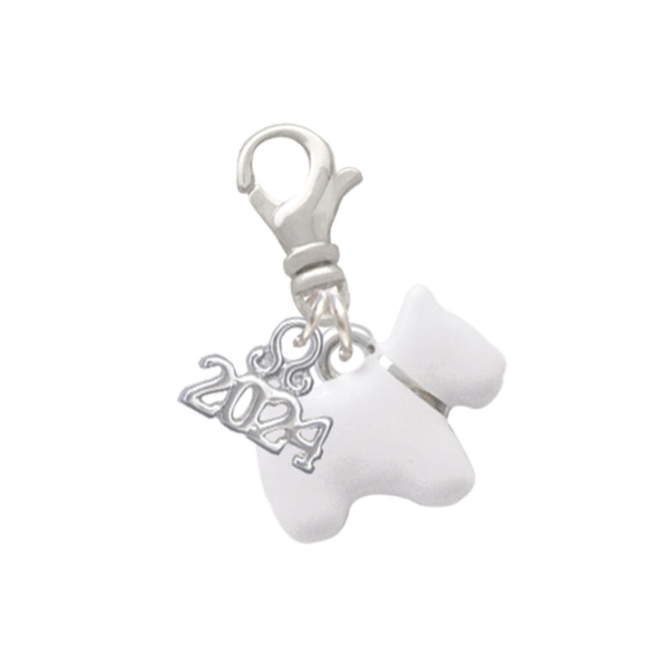 Delight Jewelry Silvertone White Westie Dog Clip on Charm with Year 2024 Image 1
