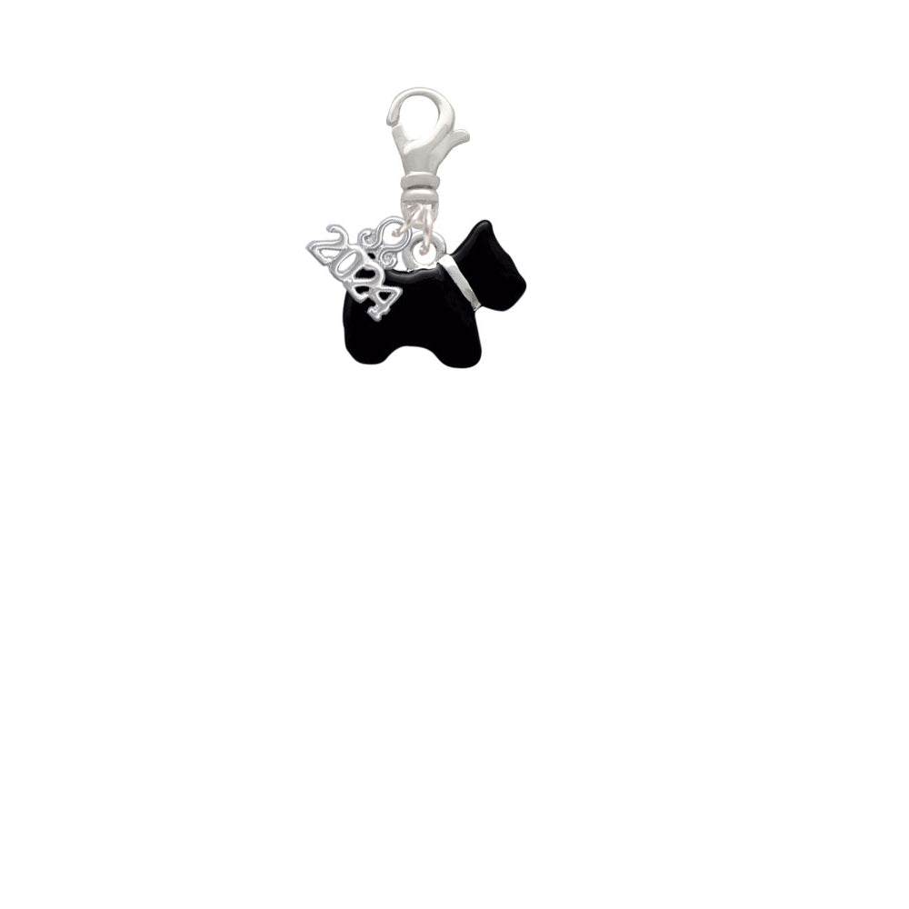 Delight Jewelry Silvertone Black Scottie Dog Clip on Charm with Year 2024 Image 2