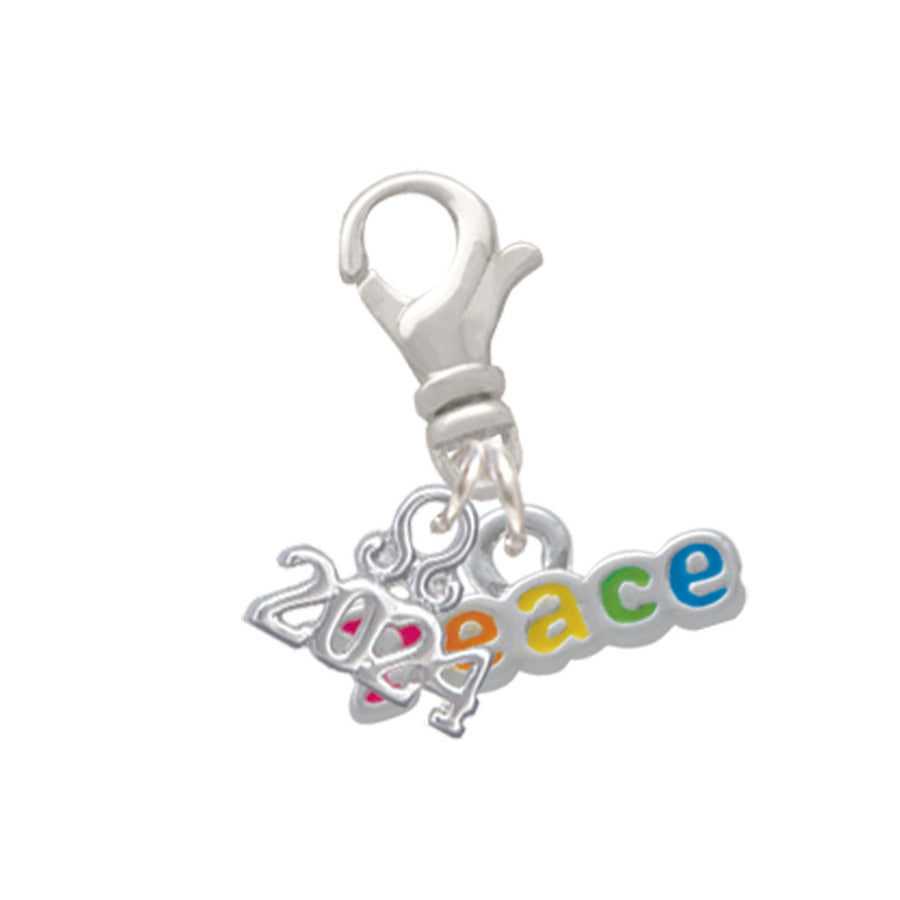 Delight Jewelry Rainbow Colored Peace Clip on Charm with Year 2024 Image 1