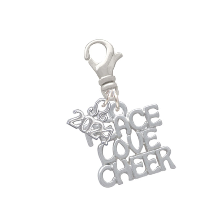 Delight Jewelry Silvertone Medium Peace Love Cheer Clip on Charm with Year 2024 Image 1