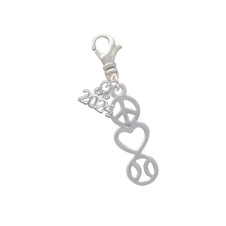 Delight Jewelry Peace - Heart - Softball Clip on Charm with Year 2024 Image 1