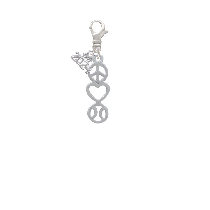 Delight Jewelry Peace - Heart - Softball Clip on Charm with Year 2024 Image 2