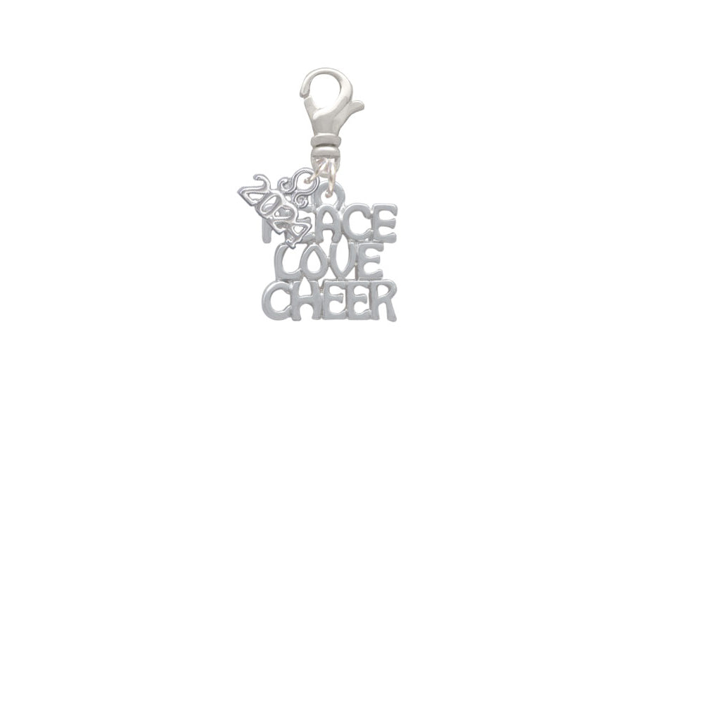 Delight Jewelry Silvertone Medium Peace Love Cheer Clip on Charm with Year 2024 Image 2