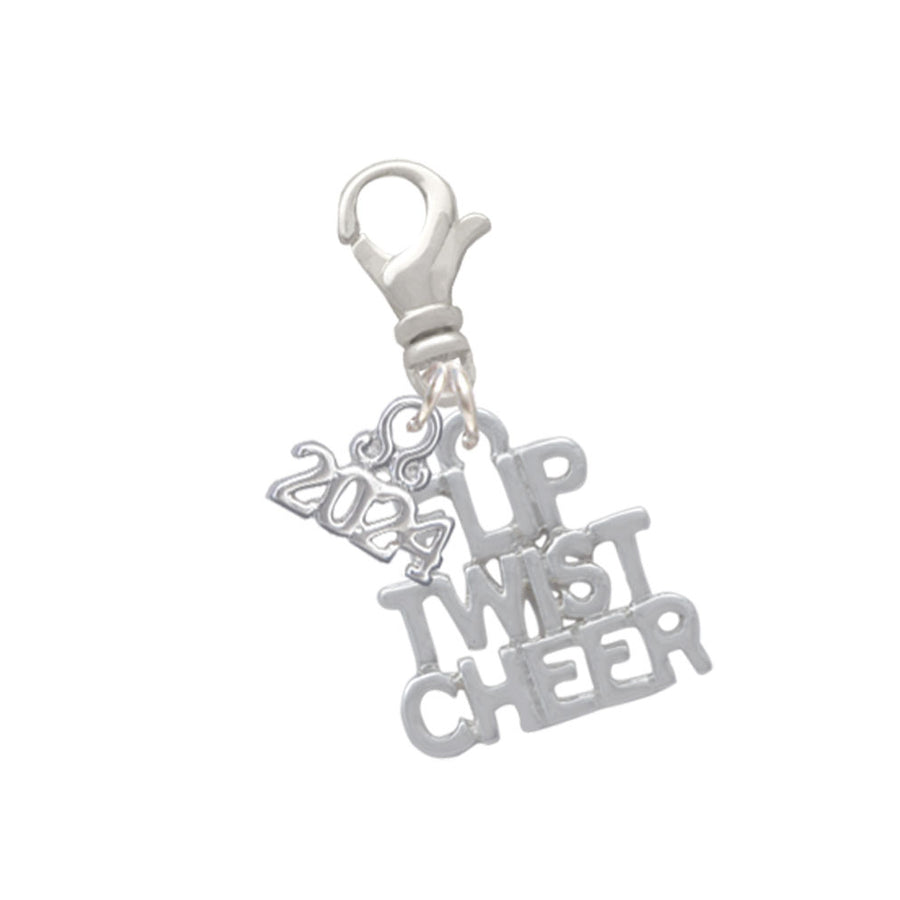 Delight Jewelry Silvertone Flip Twist Cheer Clip on Charm with Year 2024 Image 1