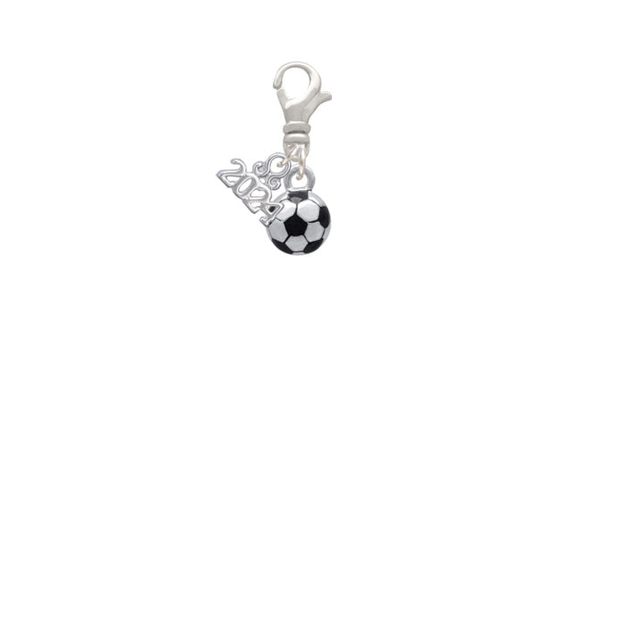 Delight Jewelry Silvertone 3-D Soccer ball Clip on Charm with Year 2024 Image 2