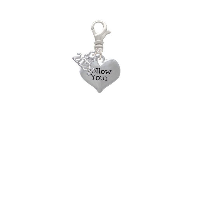 Delight Jewelry Silvertone Follow Your Heart Clip on Charm with Year 2024 Image 2