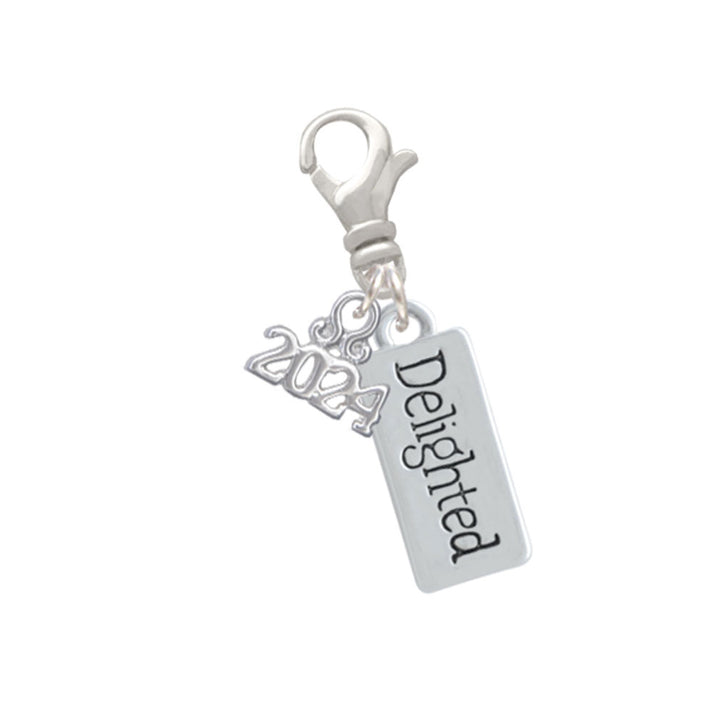 Delight Jewelry Silvertone Delighted Rectangle Clip on Charm with Year 2024 Image 1