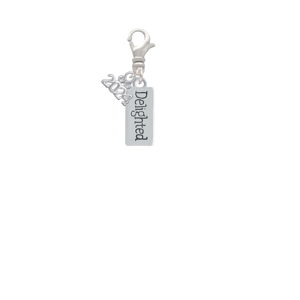 Delight Jewelry Silvertone Delighted Rectangle Clip on Charm with Year 2024 Image 2