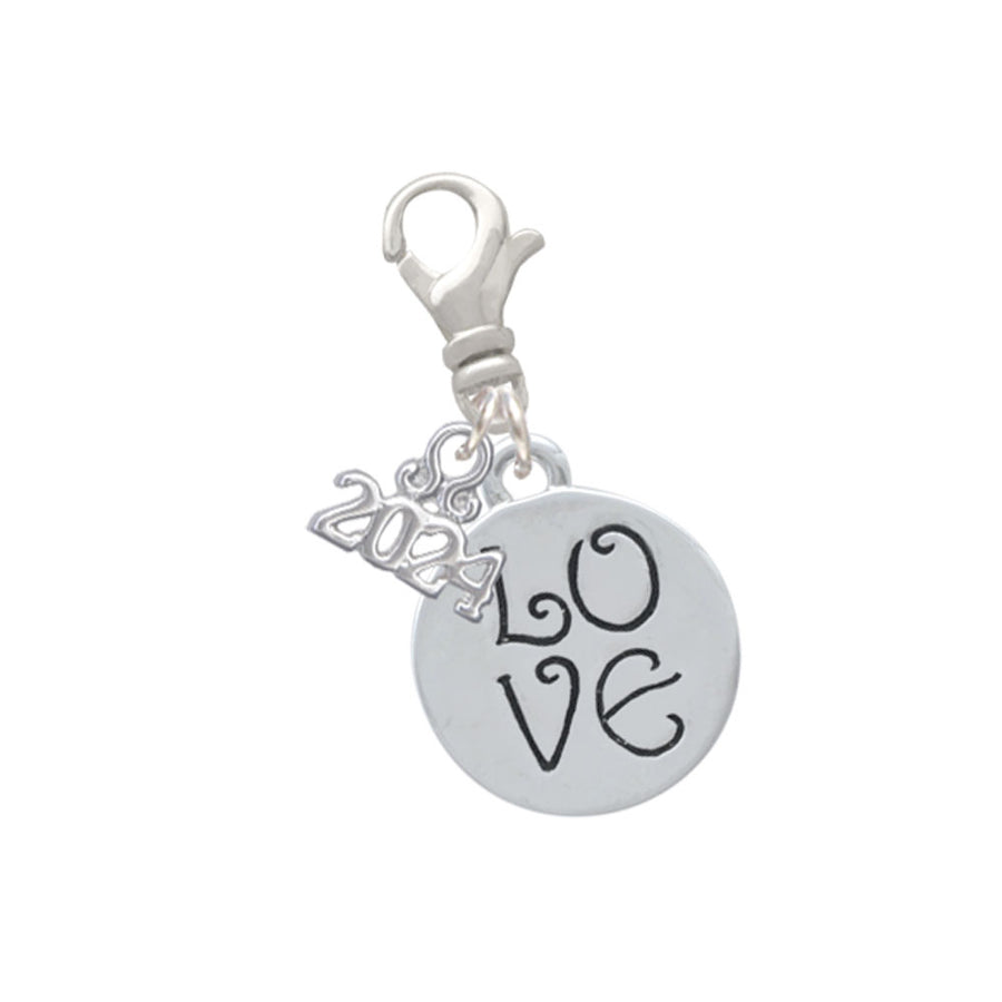 Delight Jewelry Silvertone Love Circle Clip on Charm with Year 2024 Image 1