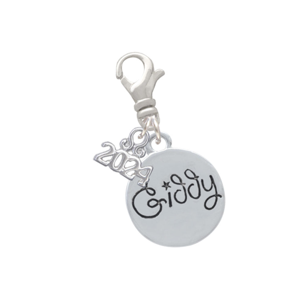 Delight Jewelry Silvertone Giddy Circle Clip on Charm with Year 2024 Image 1