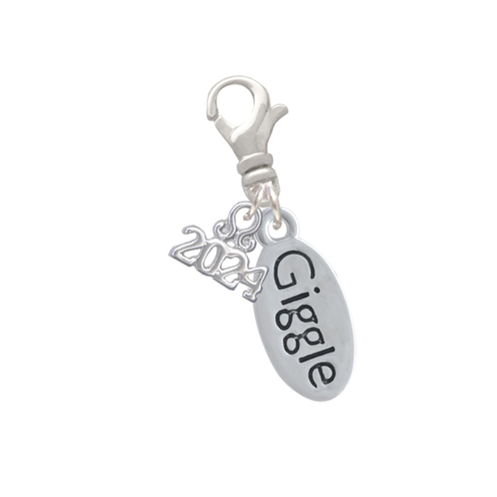 Delight Jewelry Silvertone Giggle Oval Clip on Charm with Year 2024 Image 1