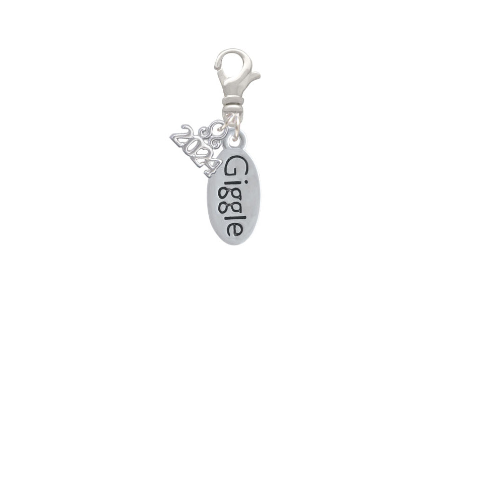 Delight Jewelry Silvertone Giggle Oval Clip on Charm with Year 2024 Image 2