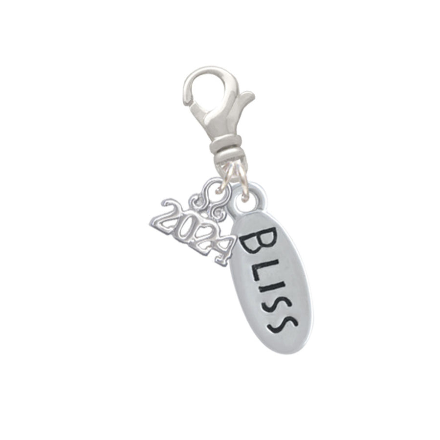 Delight Jewelry Silvertone Bliss Oval Clip on Charm with Year 2024 Image 1