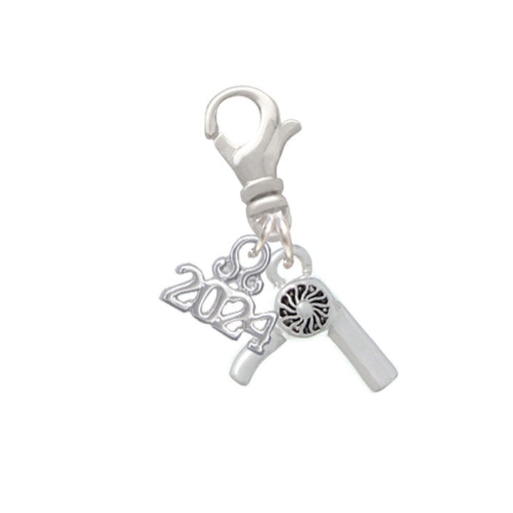 Delight Jewelry Silvertone 3-D Hair Dryer Clip on Charm with Year 2024 Image 1