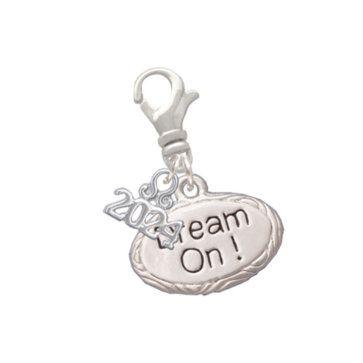 Delight Jewelry Silvertone Dream On Oval Clip on Charm with Year 2024 Image 1