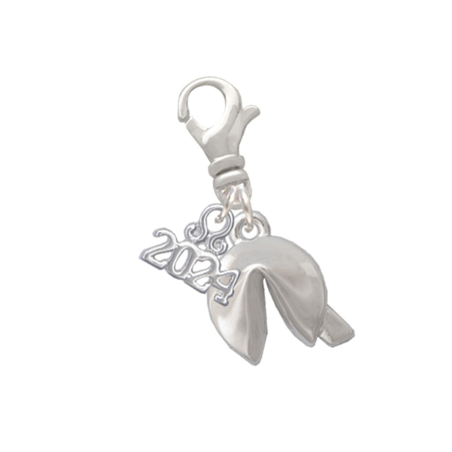 Delight Jewelry Silvertone 3-D Fortune Cookie Clip on Charm with Year 2024 Image 1