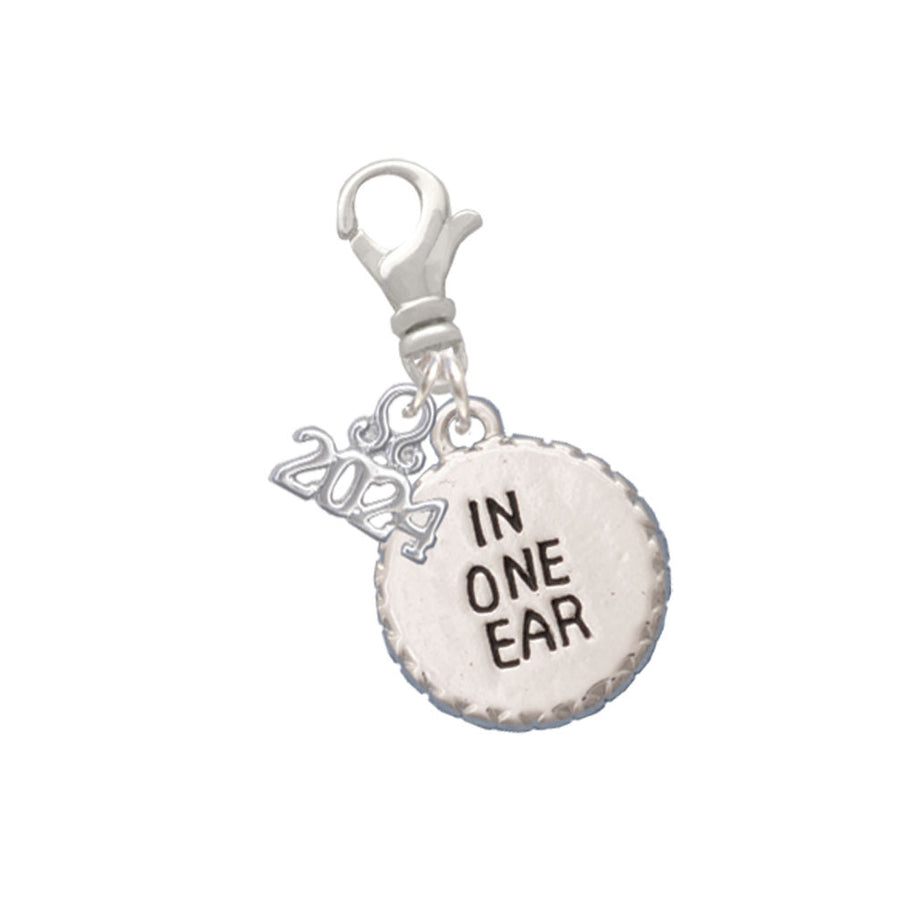 Delight Jewelry Silvertone In One Ear Out the Other Clip on Charm with Year 2024 Image 1