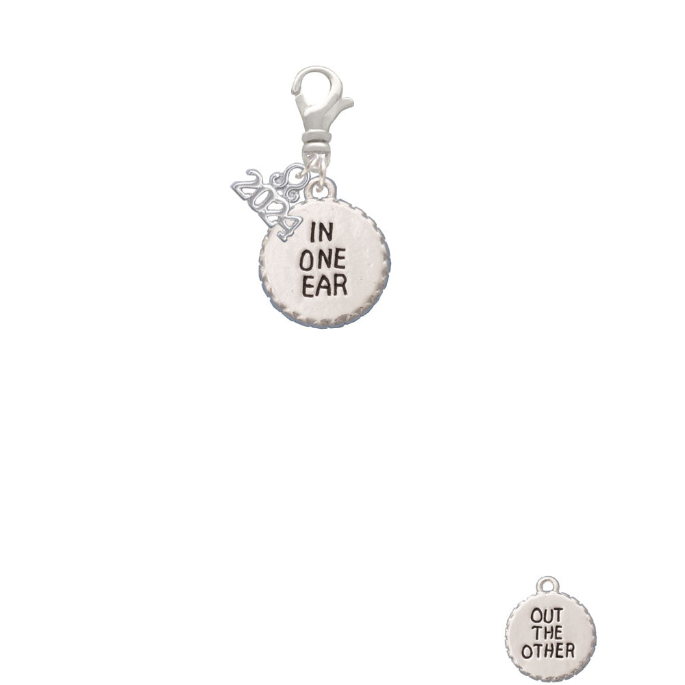 Delight Jewelry Silvertone In One Ear Out the Other Clip on Charm with Year 2024 Image 2