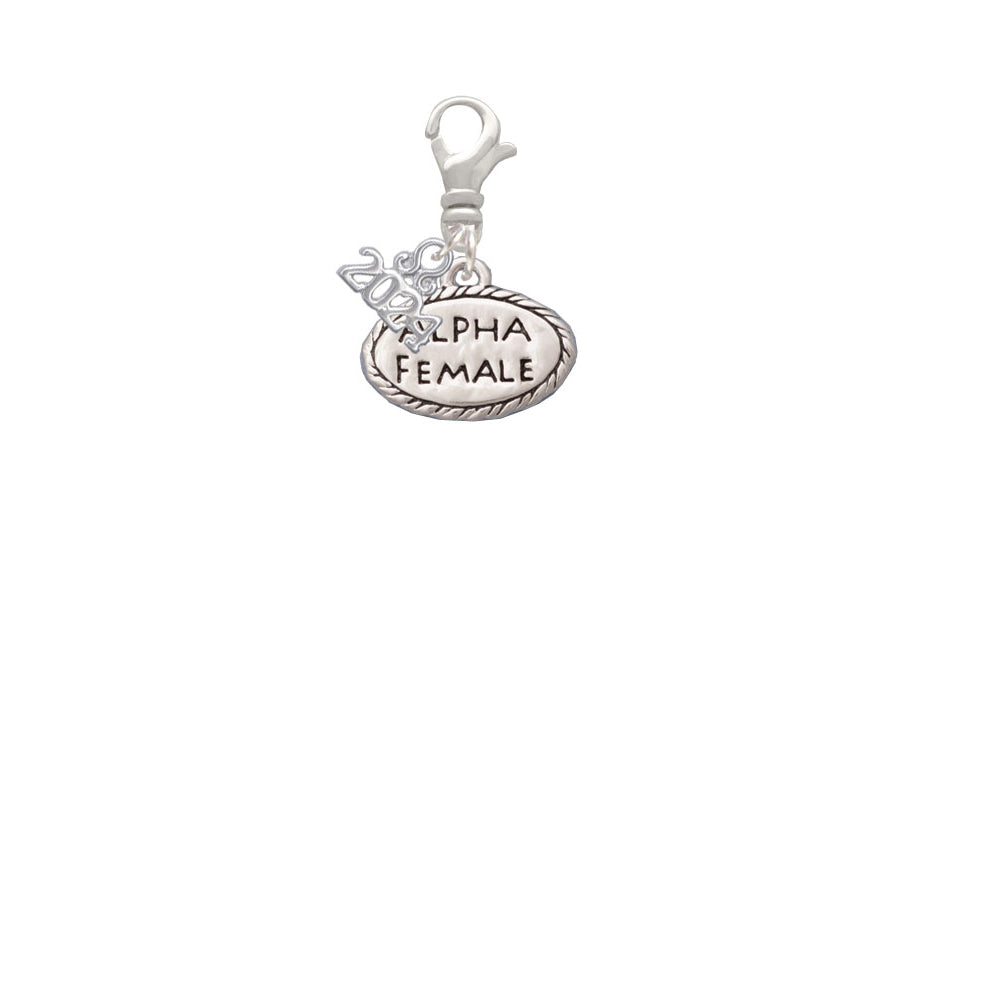 Delight Jewelry Silvertone Alpha Female Oval Clip on Charm with Year 2024 Image 2