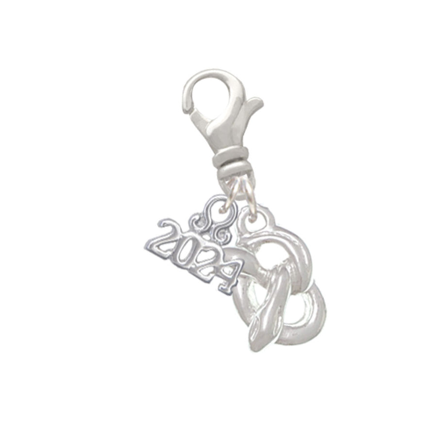 Delight Jewelry Silvertone 3-D Pretzel Clip on Charm with Year 2024 Image 1