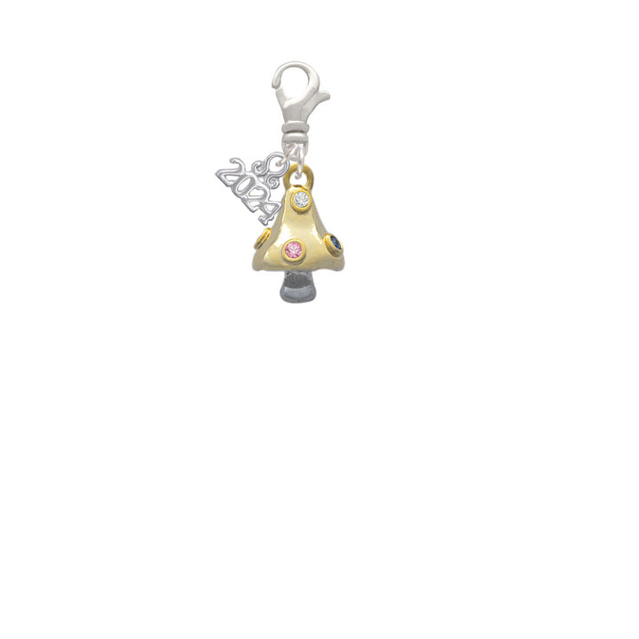 Delight Jewelry 3-D Goldtone Mushroom with Crystals Clip on Charm with Year 2024 Image 2