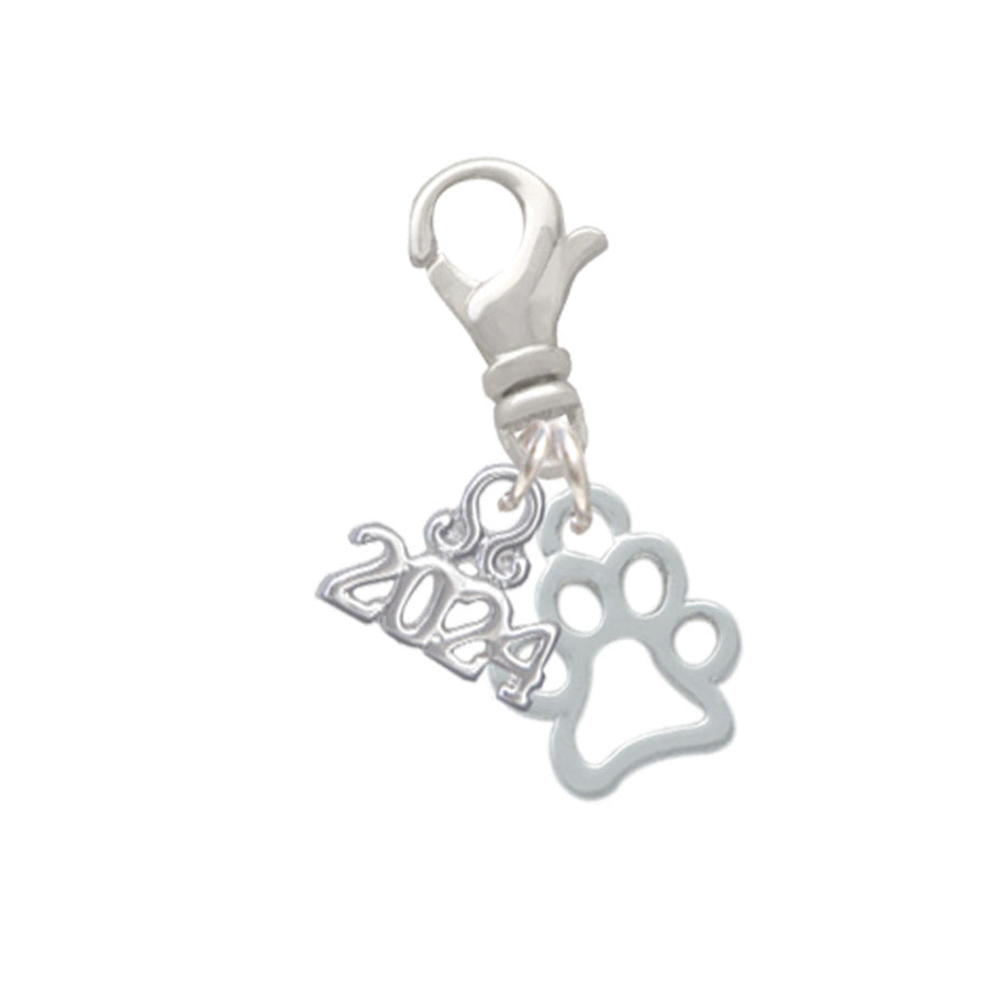 Delight Jewelry Silvertone Small Open Paw Clip on Charm with Year 2024 Image 1